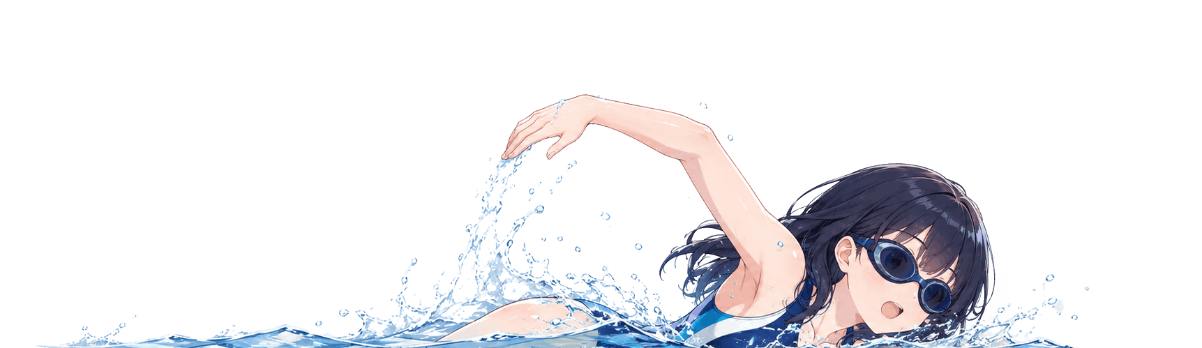 Annetta swimming freestyle toward the right